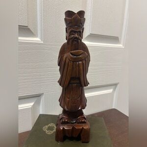 Handcrafted Vintage Brown Wooden Religious Sculpture